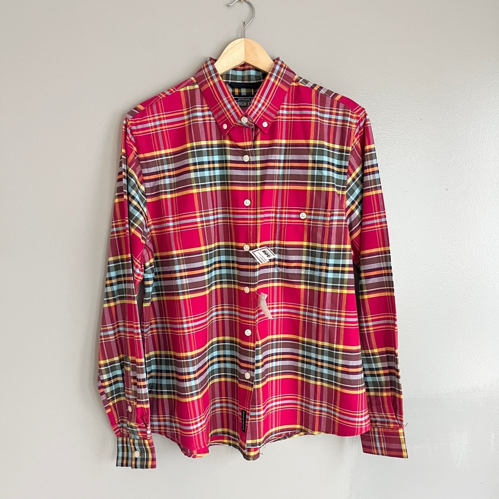 Rough Stock Panhandle Slim Button Shirt Womens M Red Plaid Western Cowgirl NWT